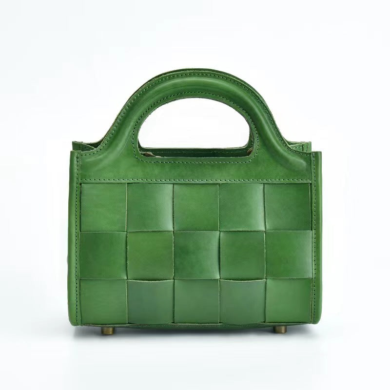 First Layer Cowhide Bristol Woven Bag
