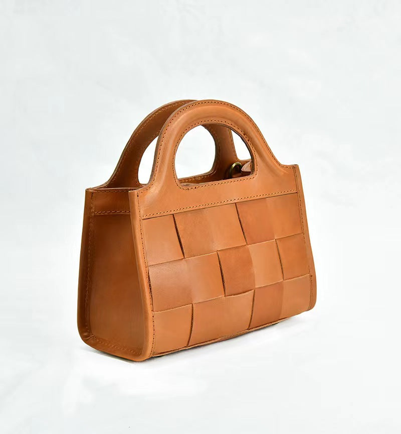 First Layer Cowhide Bristol Woven Bag