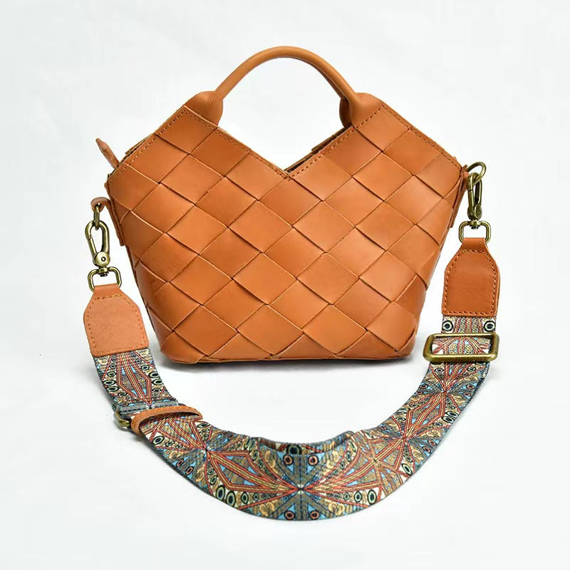 First Layer Cowhide Agnes Woven Tote Bag