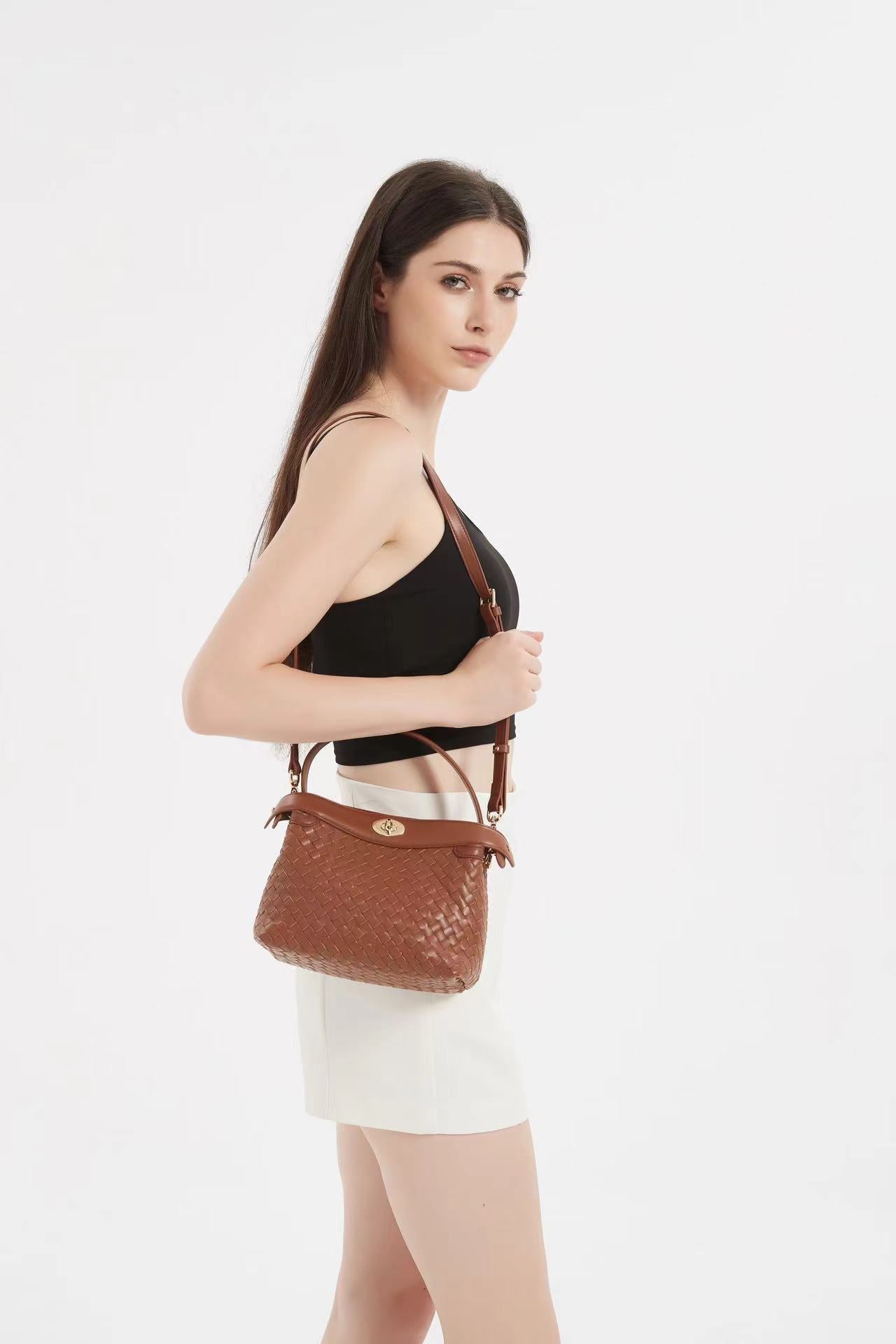 Florence Top Handle Woven - Caramel