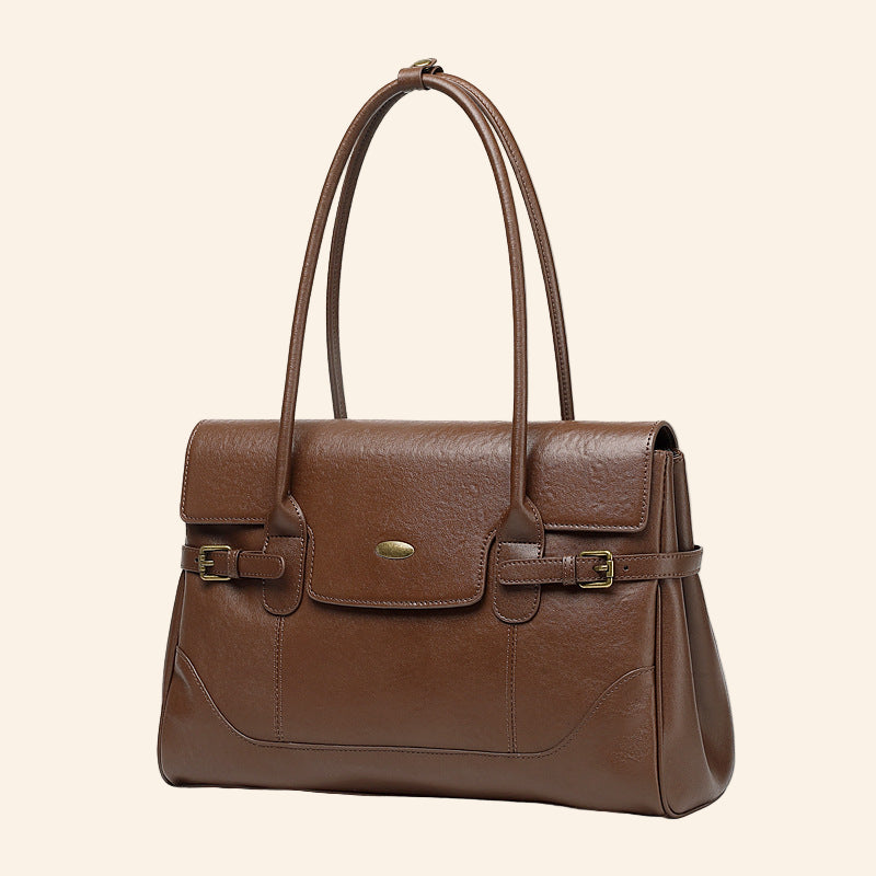 Wax Leather Top Handle - Grey