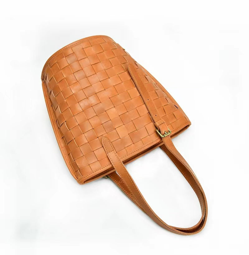 First Layer Cowhide Madrid Woven Tote/Shoulder Bag