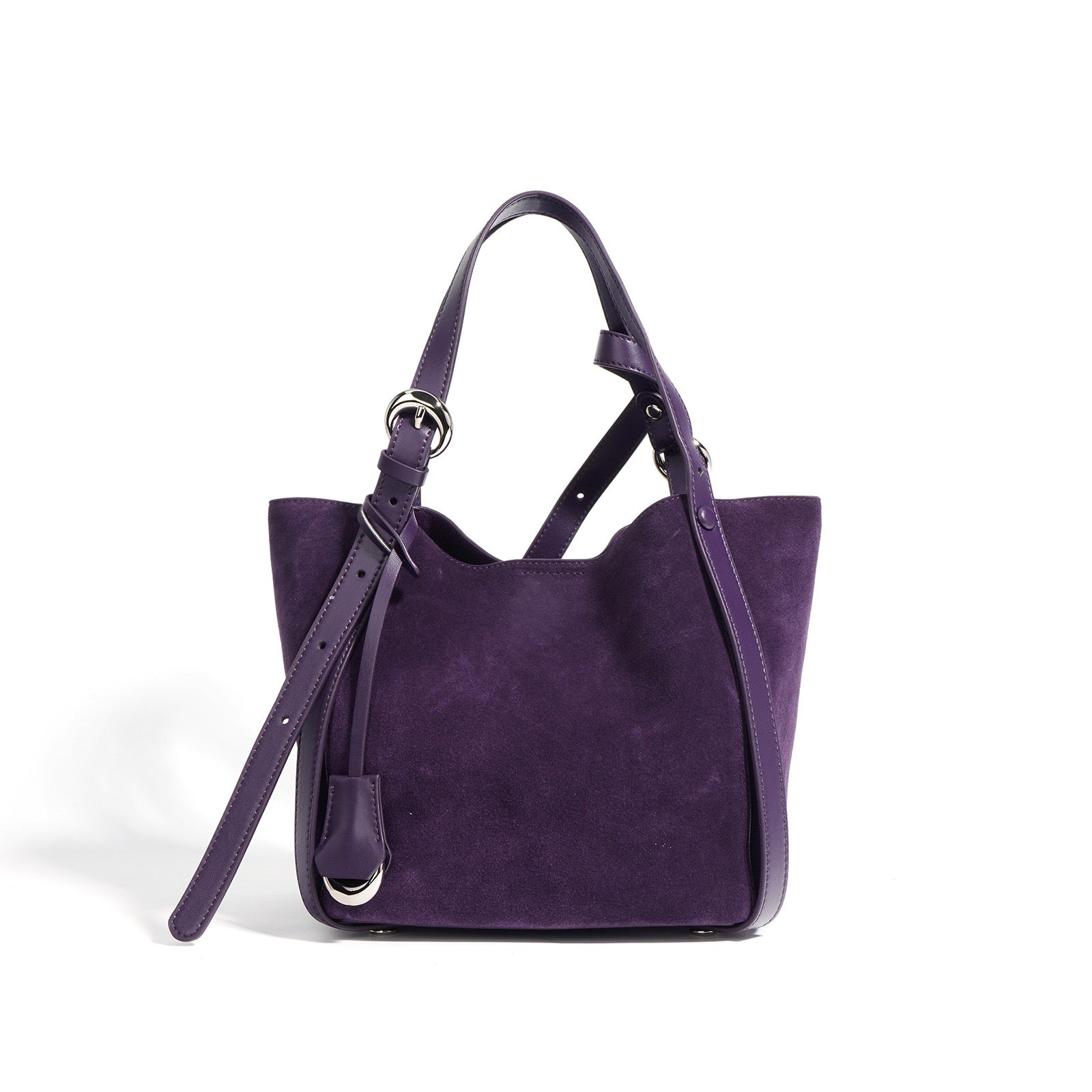 Suede Basket Bag - Purple
