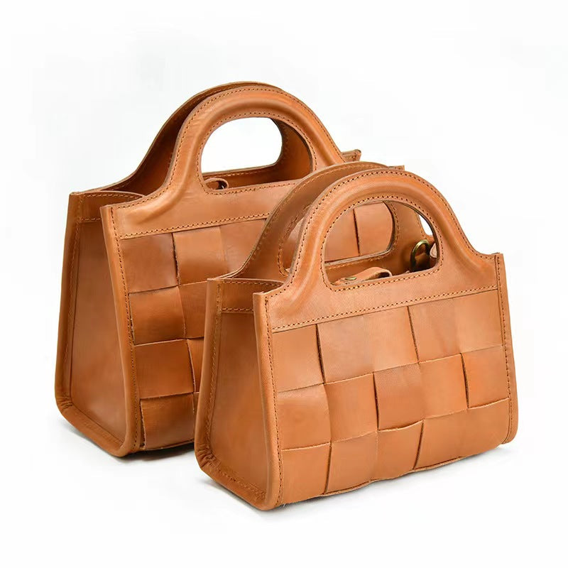 First Layer Cowhide Bristol Woven Bag