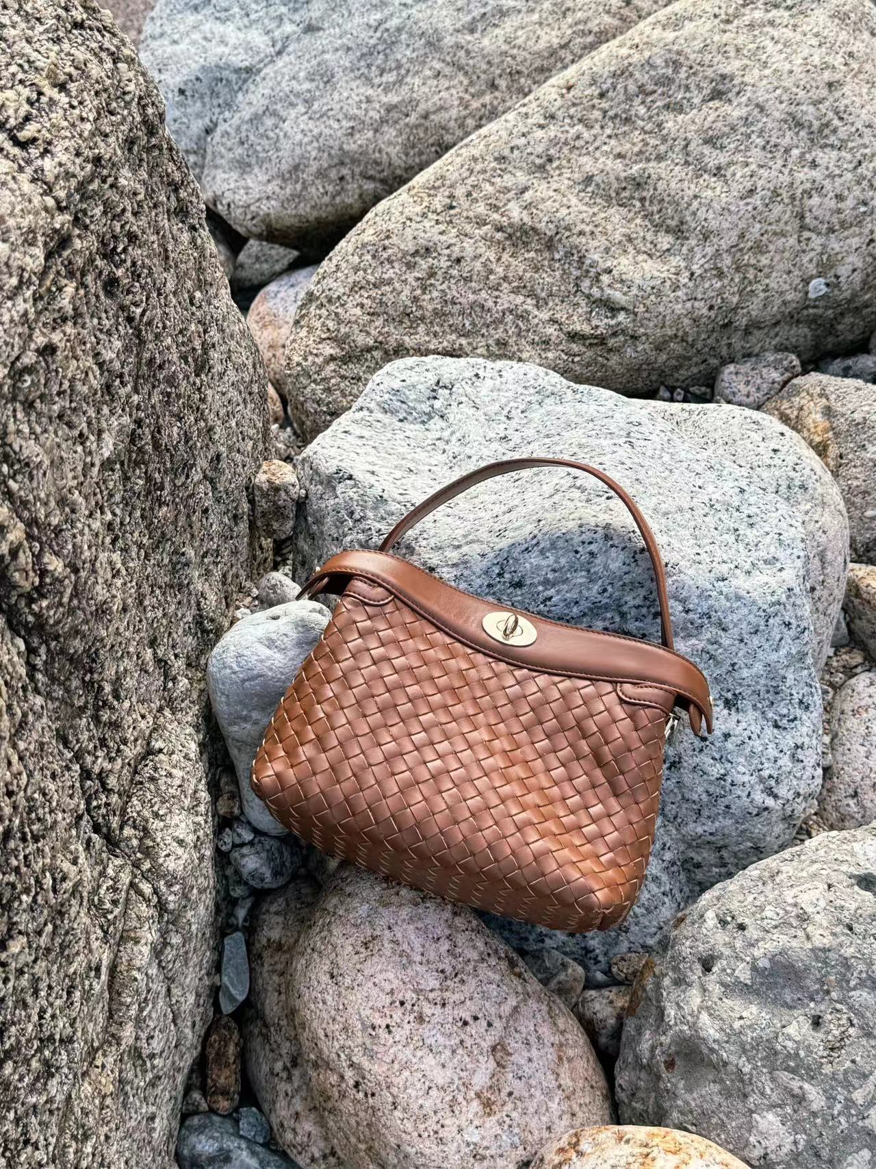 Florence Top Handle Woven Bag - Black