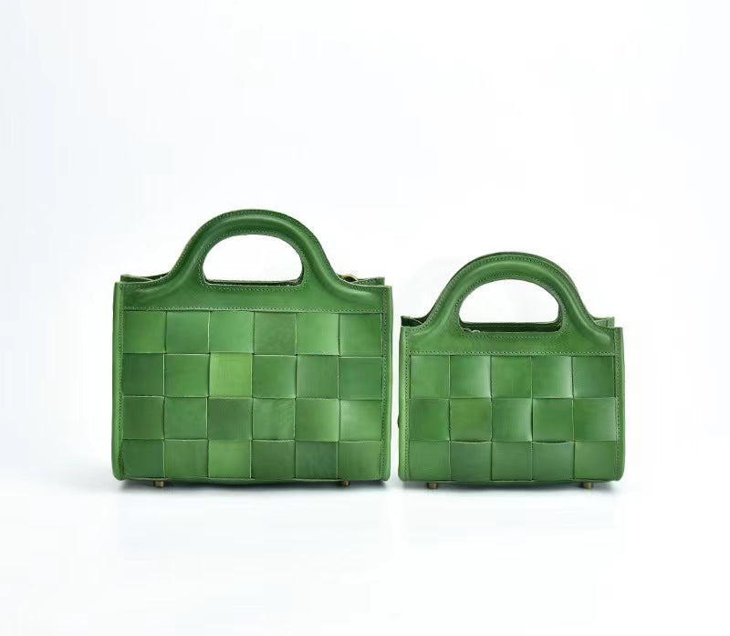 First Layer Cowhide Bristol Woven Bag