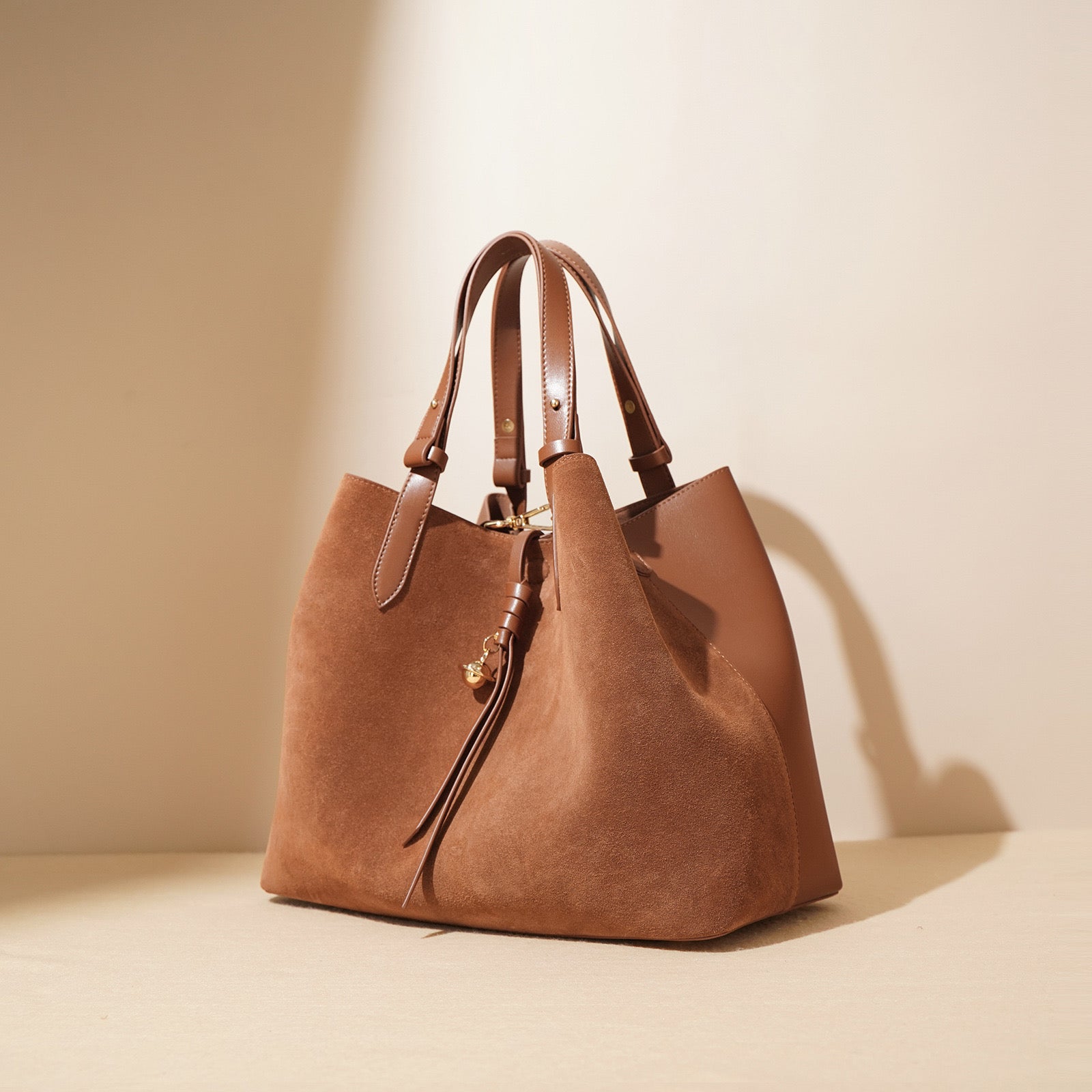 Suede Tote Bag - Purple