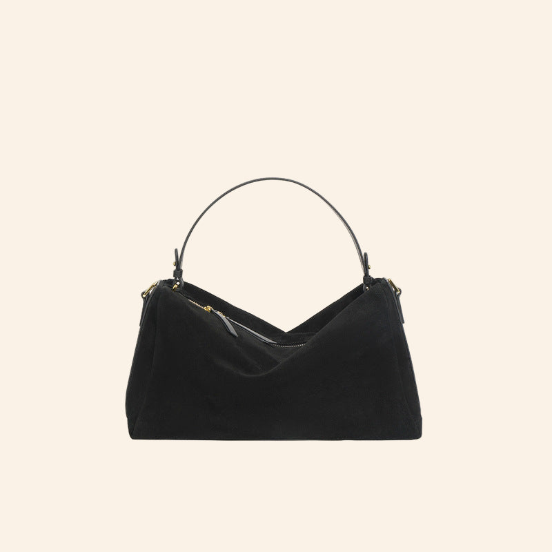 Suede Top Handle/Crossbody - Brown
