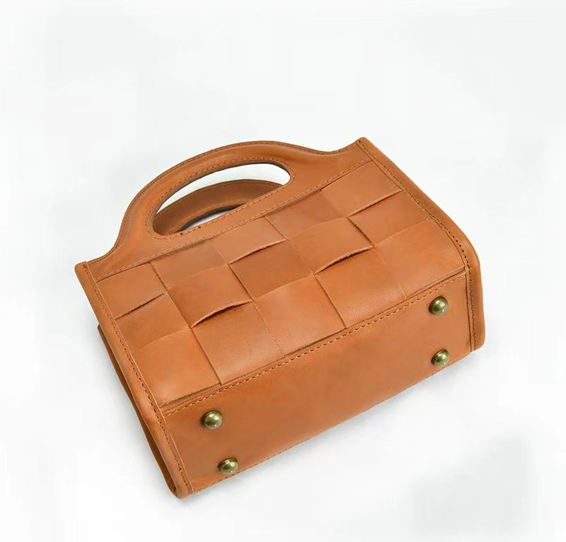First Layer Cowhide Bristol Woven Bag