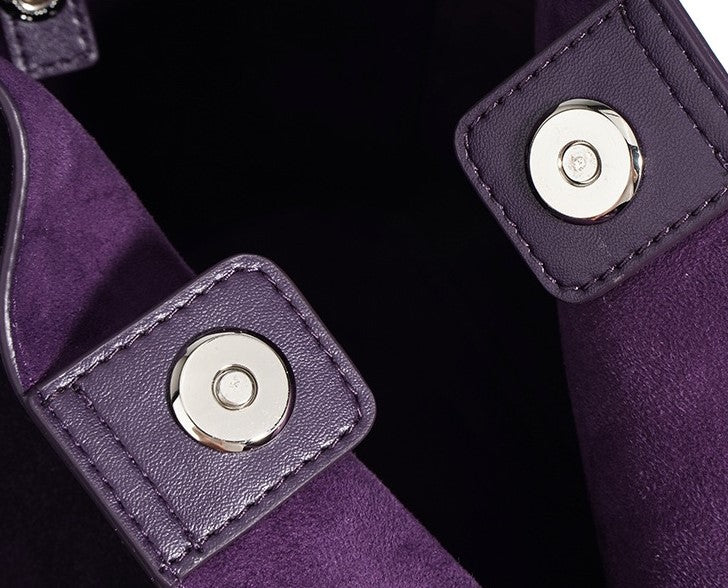 Suede Basket Bag - Burgundy