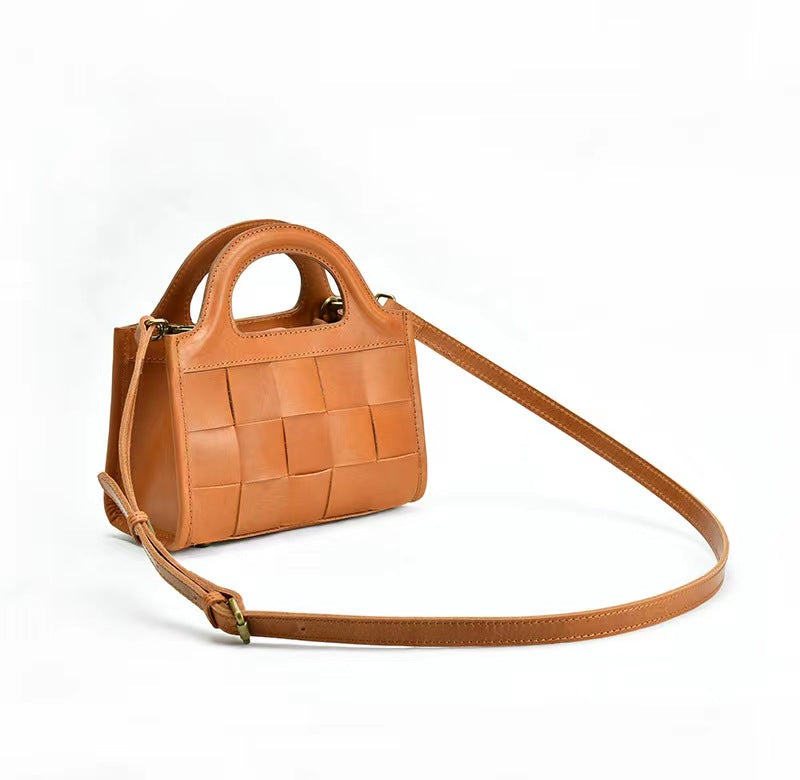 First Layer Cowhide Bristol Woven Bag