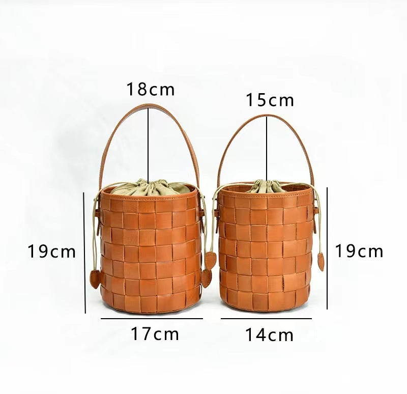 First Layer Cowhide Lucy Woven Tote Bag
