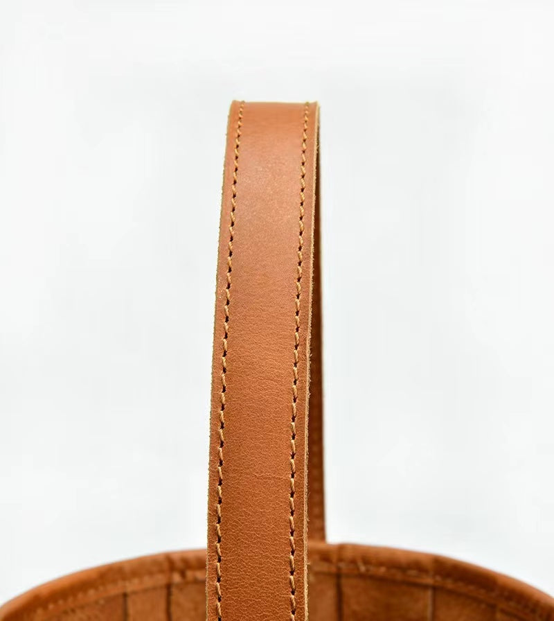First Layer Cowhide Lucy Woven Tote Bag