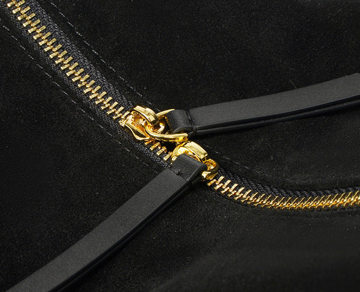 Suede Top Handle/Crossbody - Black