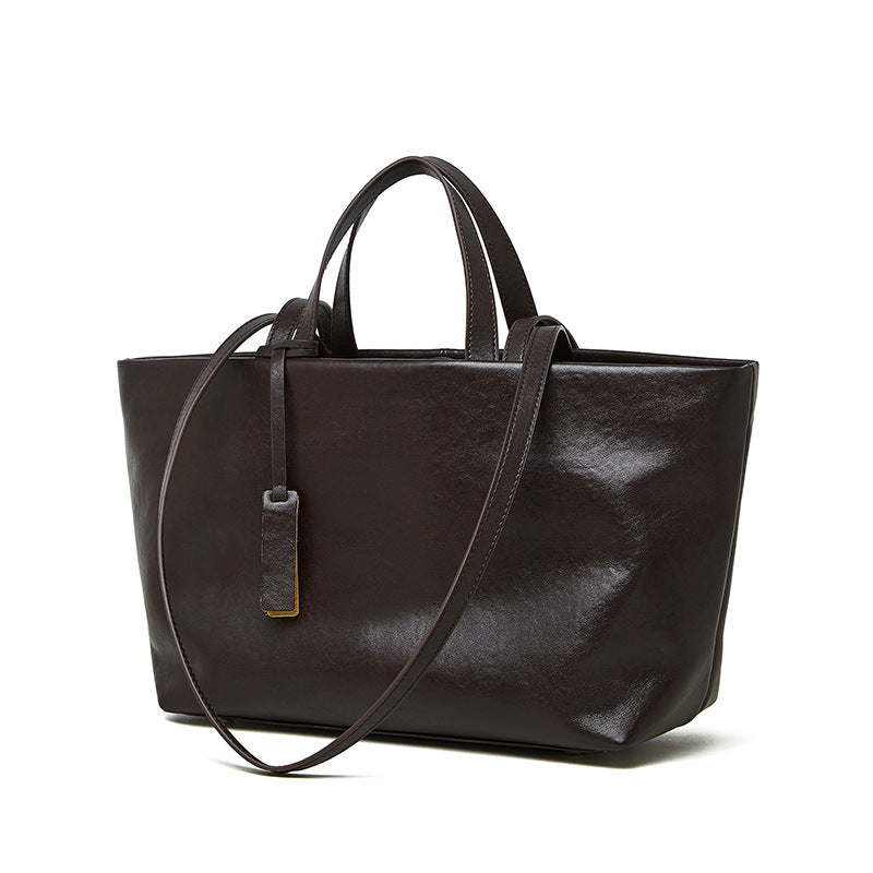 Wax Leather Tote - Brown