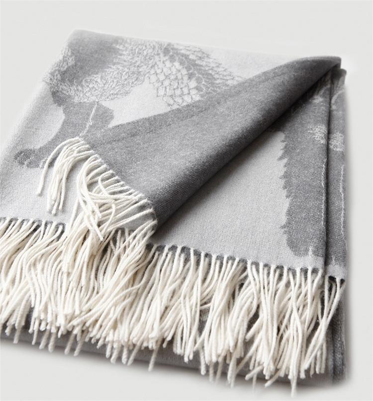 100% Lamb Wool Wolf Blanket