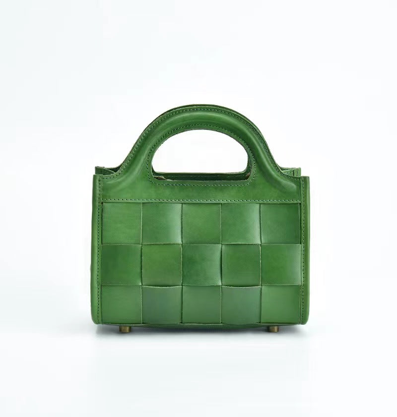First Layer Cowhide Bristol Woven Bag