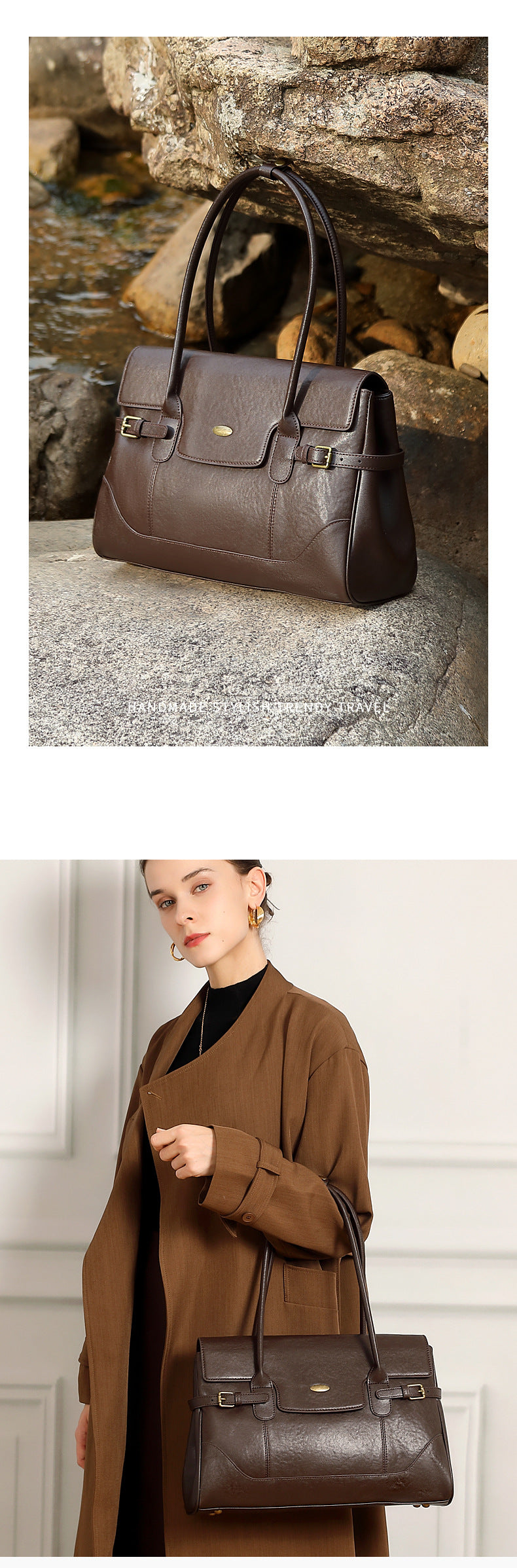 Wax Leather Top Handle - Black