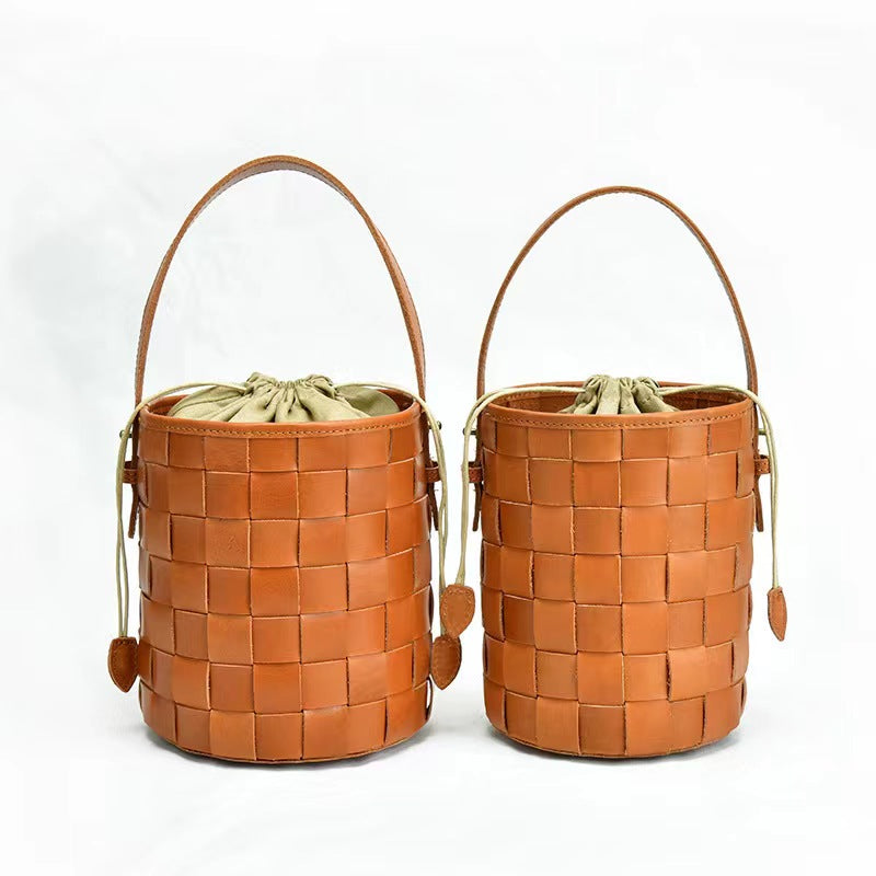 First Layer Cowhide Lucy Woven Tote Bag