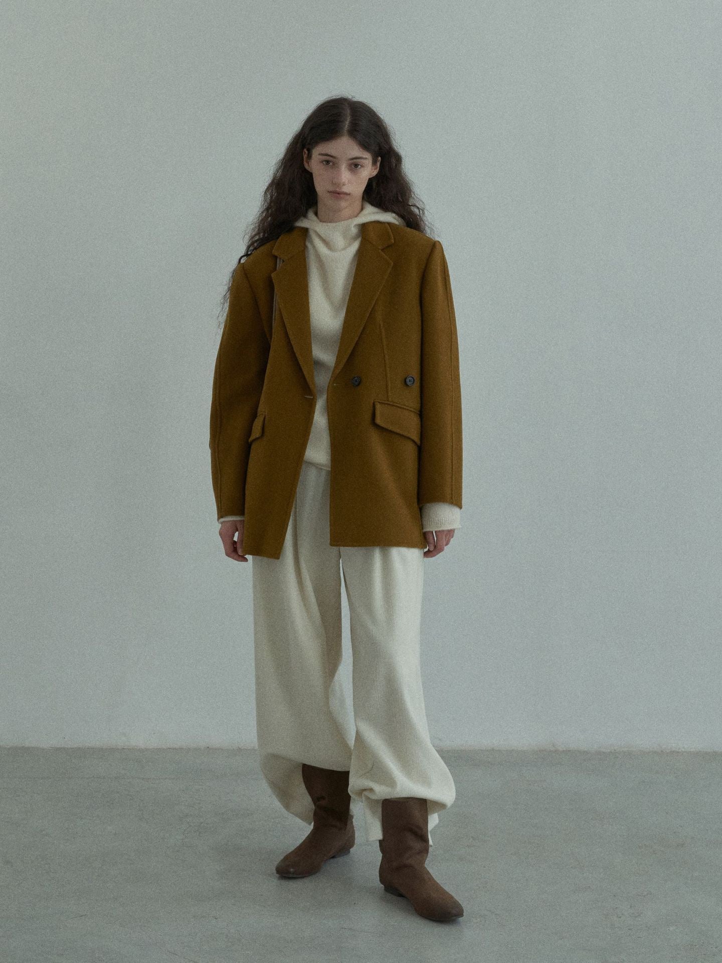 Handmade Lamb Wool Rose Overcoat