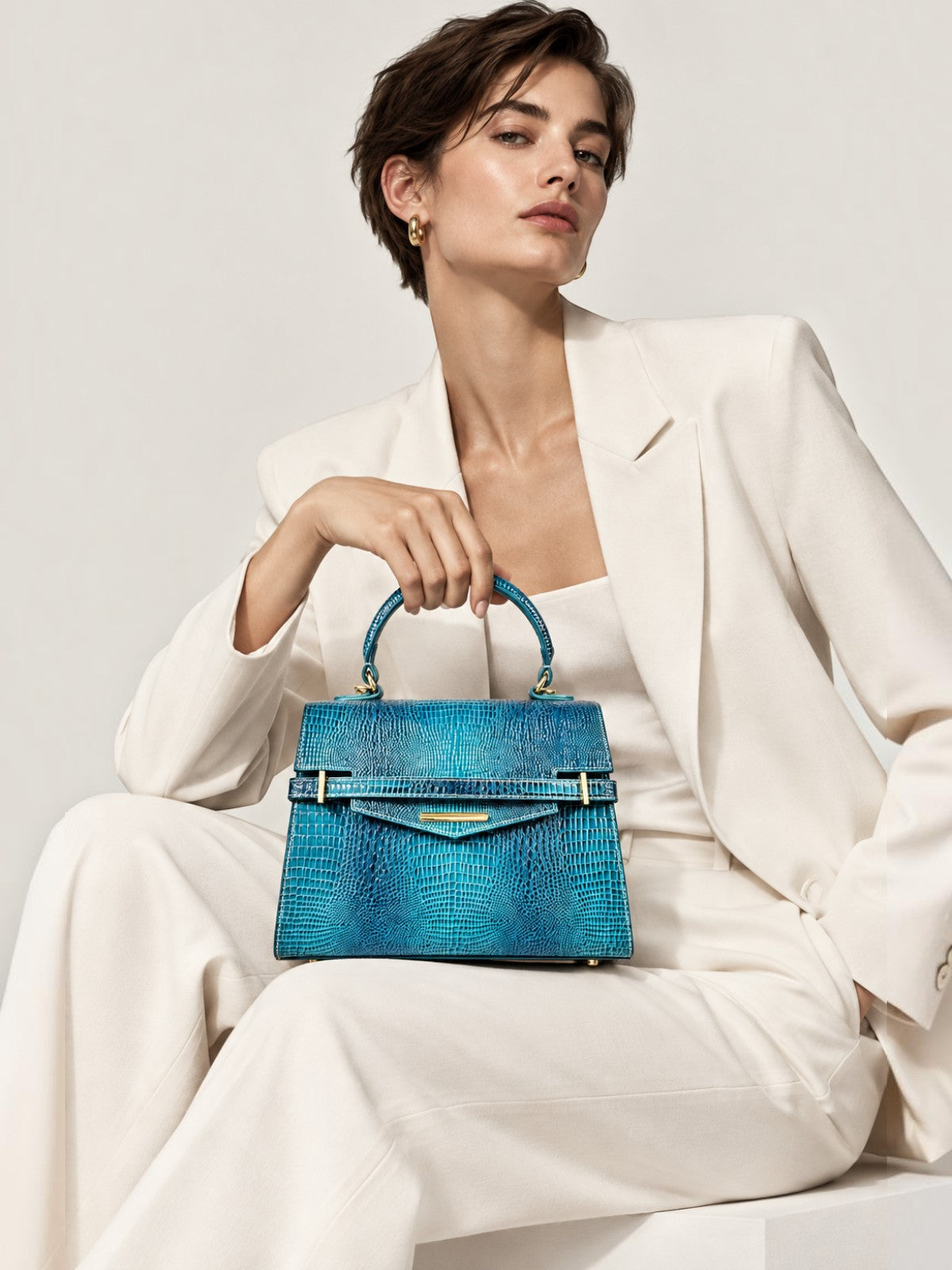 "Mi" Midi Top Handle - Croc Embossed