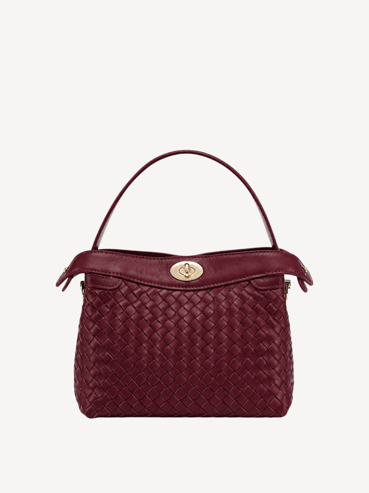 Florence Top Handle Woven Bag - Burgundy