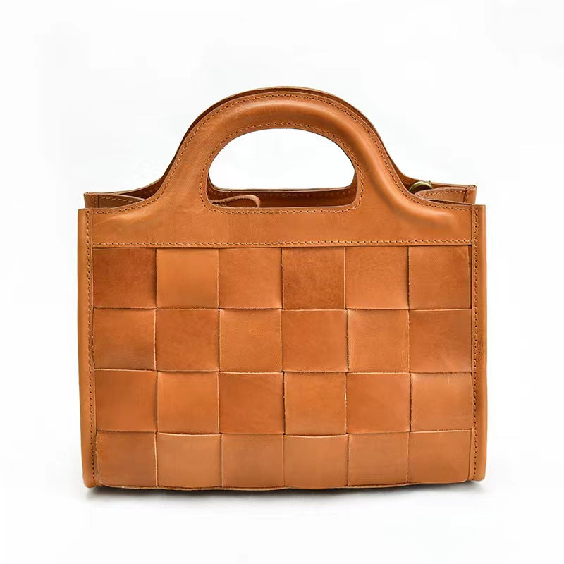 First Layer Cowhide Bristol Woven Bag