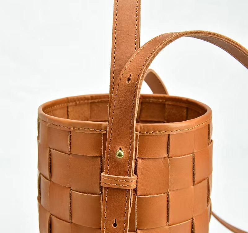 First Layer Cowhide Lucy Woven Tote Bag