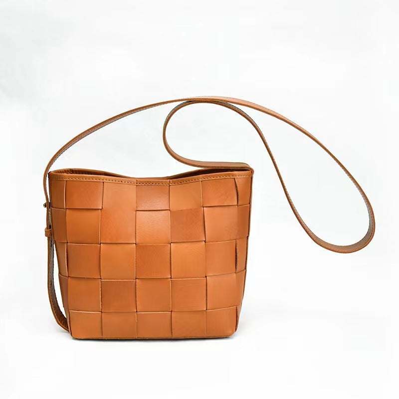 First Layer Cowhide Setta Woven Shoulder Bag