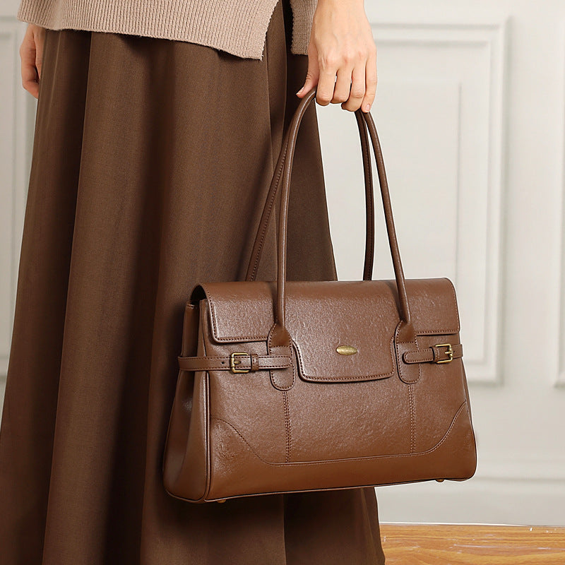 Wax Leather Top Handle - Grey
