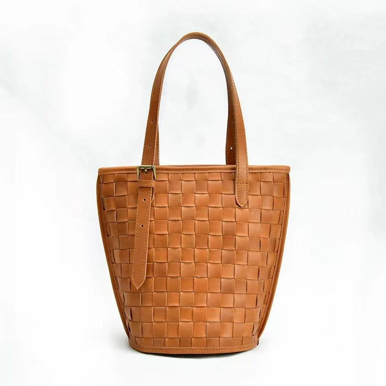 First Layer Cowhide Madrid Woven Tote/Shoulder Bag
