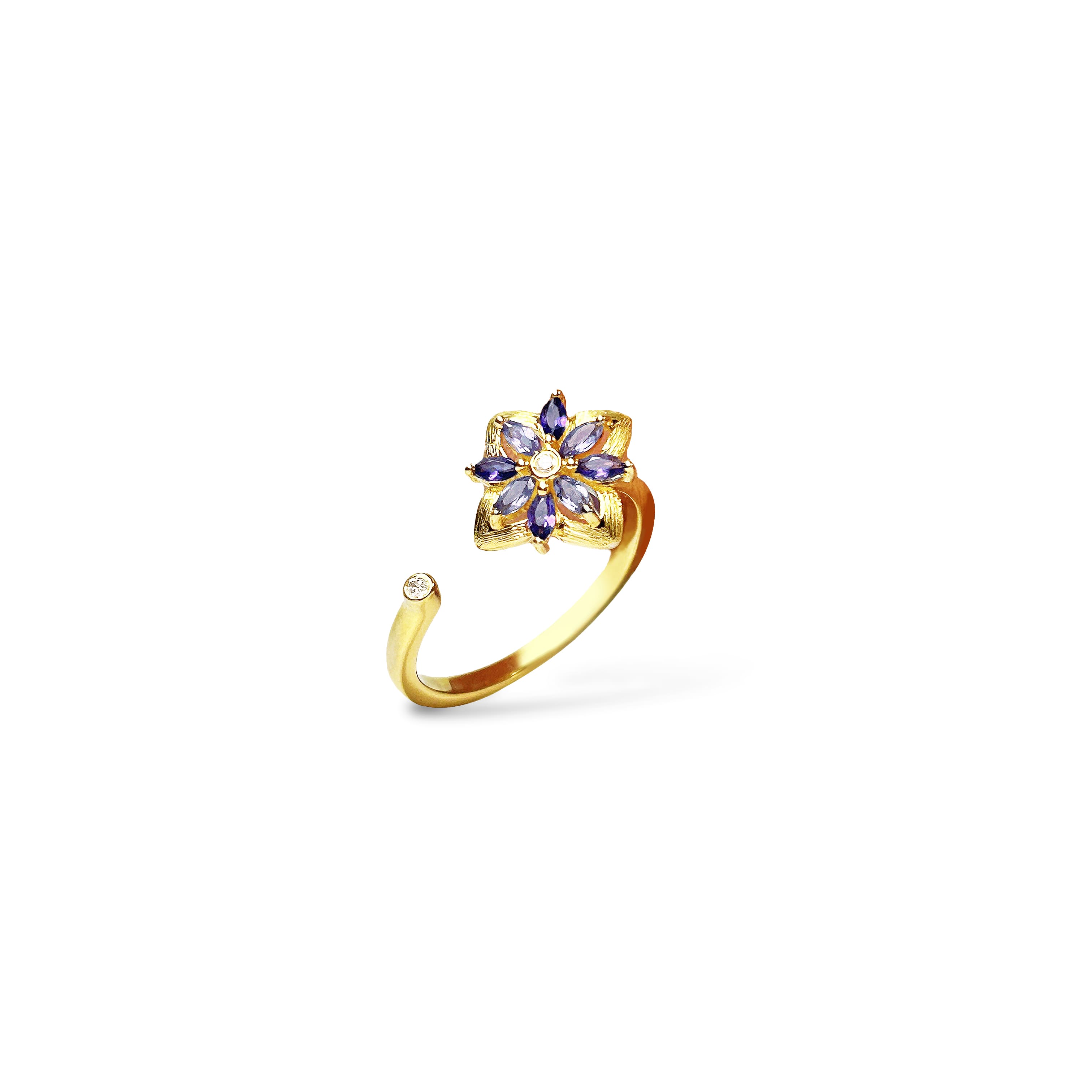Water Lily Gold Diamond Ring