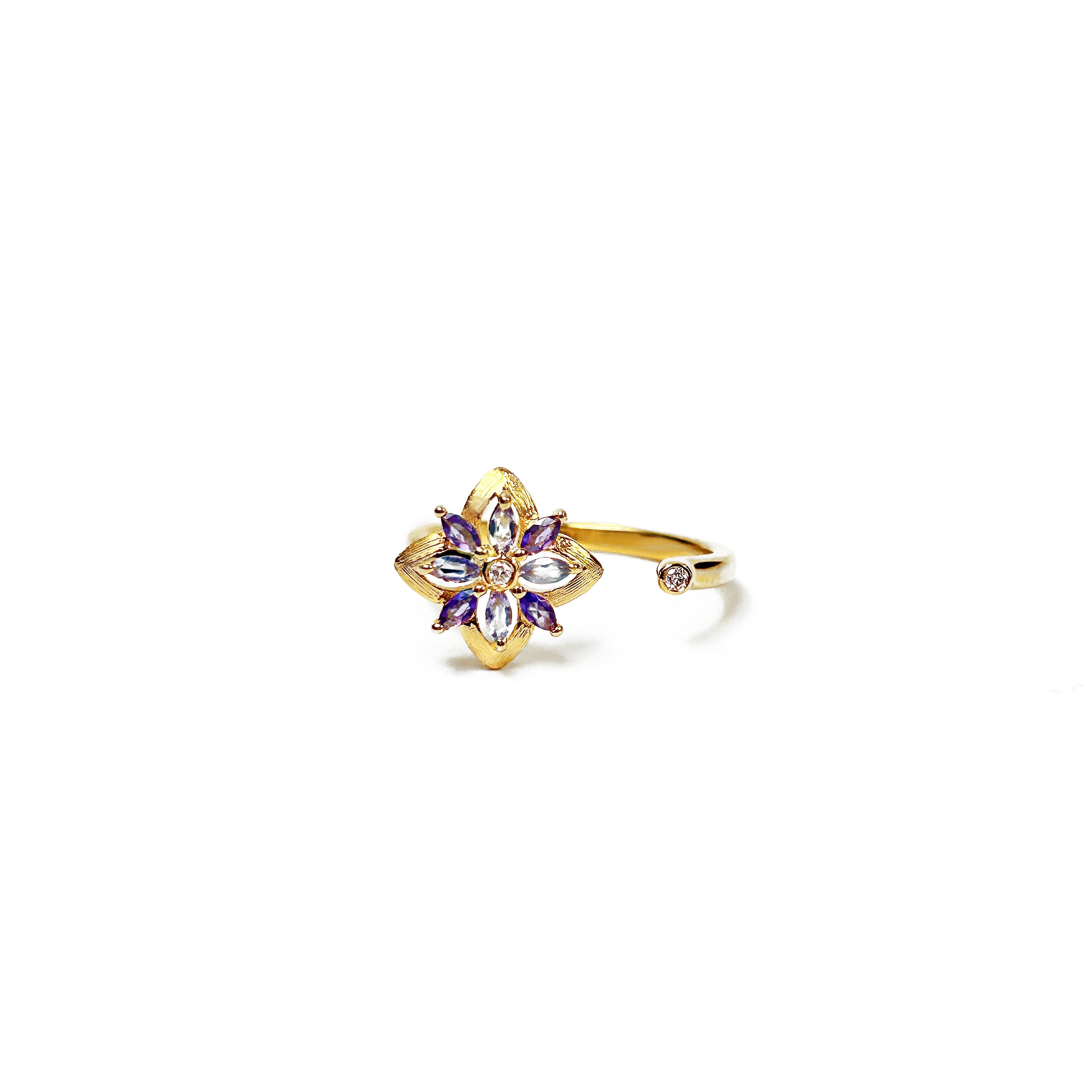 Water Lily Gold Diamond Ring