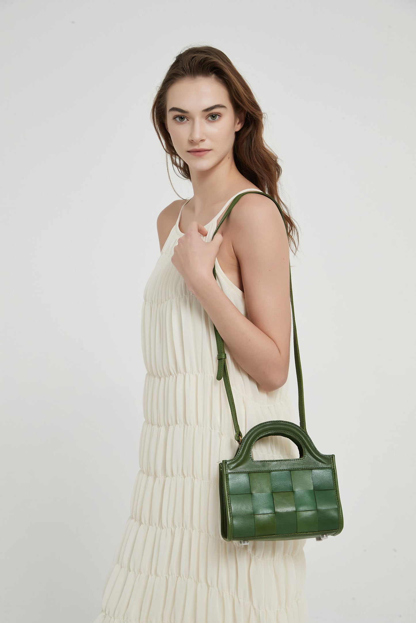 First Layer Cowhide Bristol Woven Bag