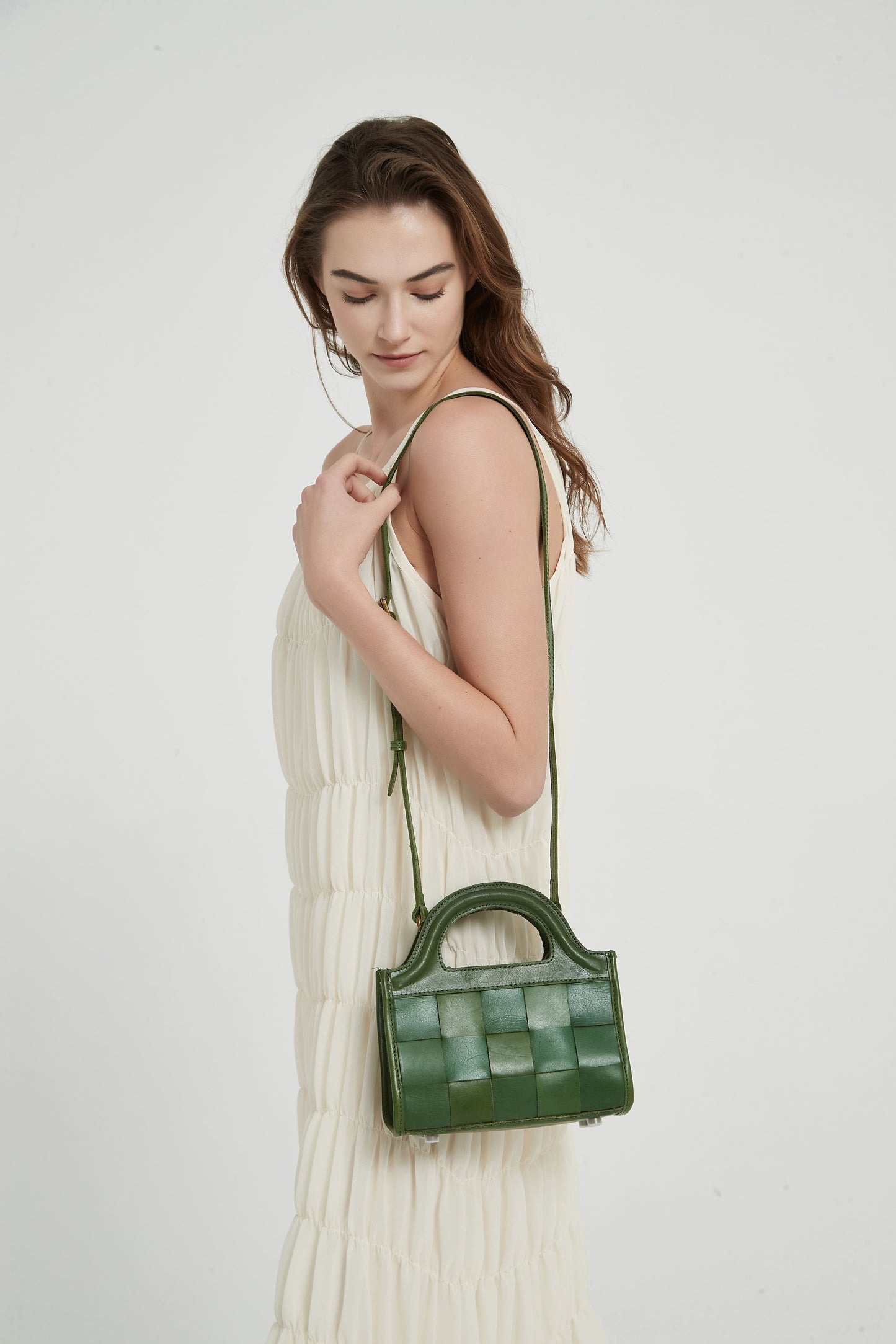 First Layer Cowhide Bristol Woven Bag