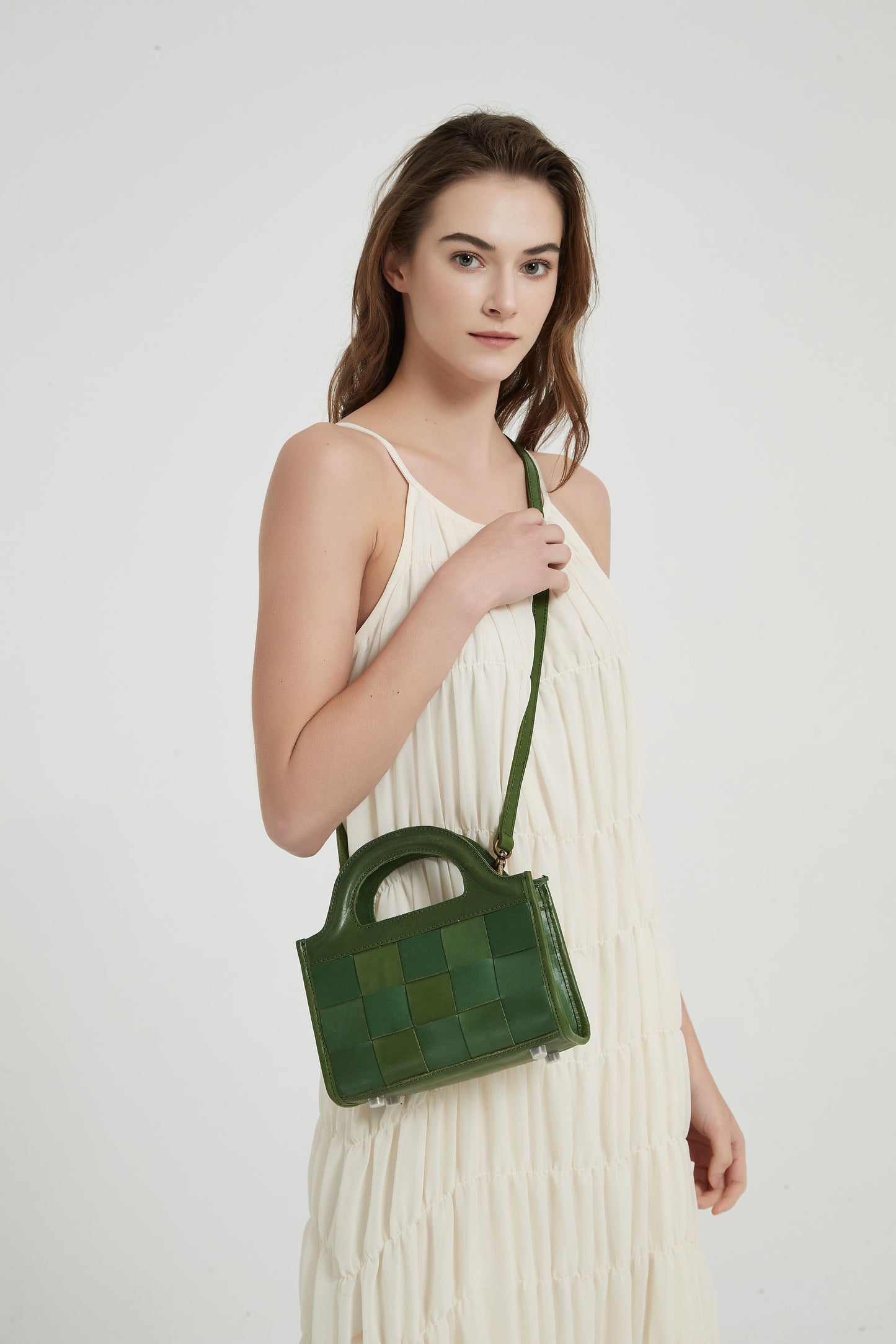First Layer Cowhide Bristol Woven Bag