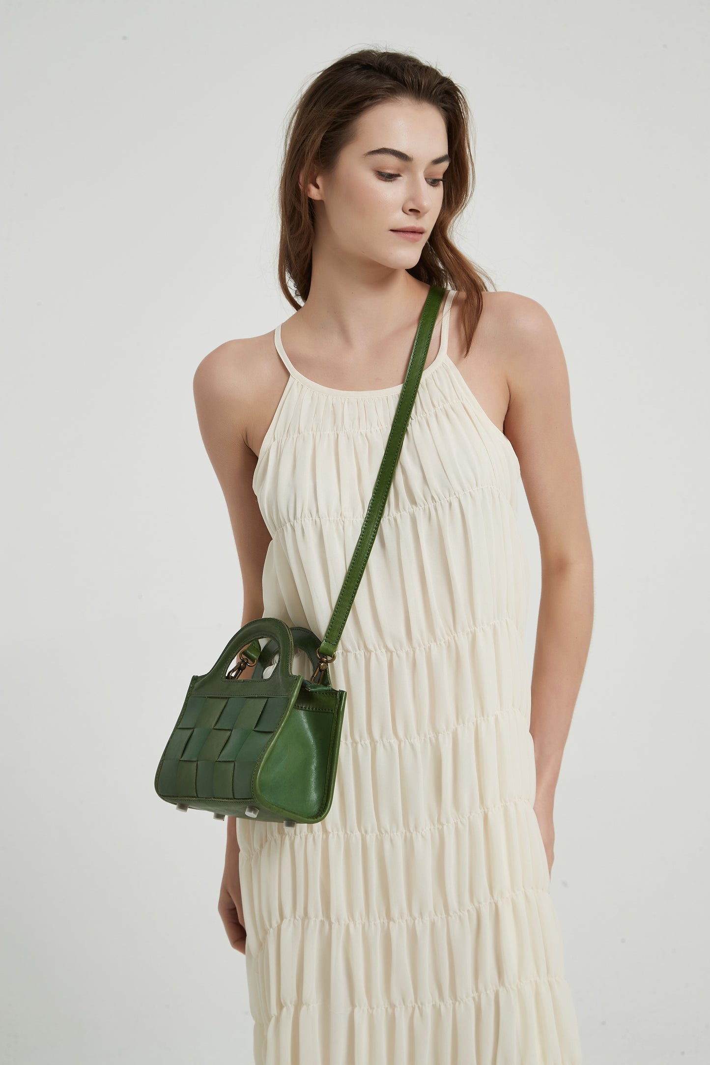 First Layer Cowhide Bristol Woven Bag