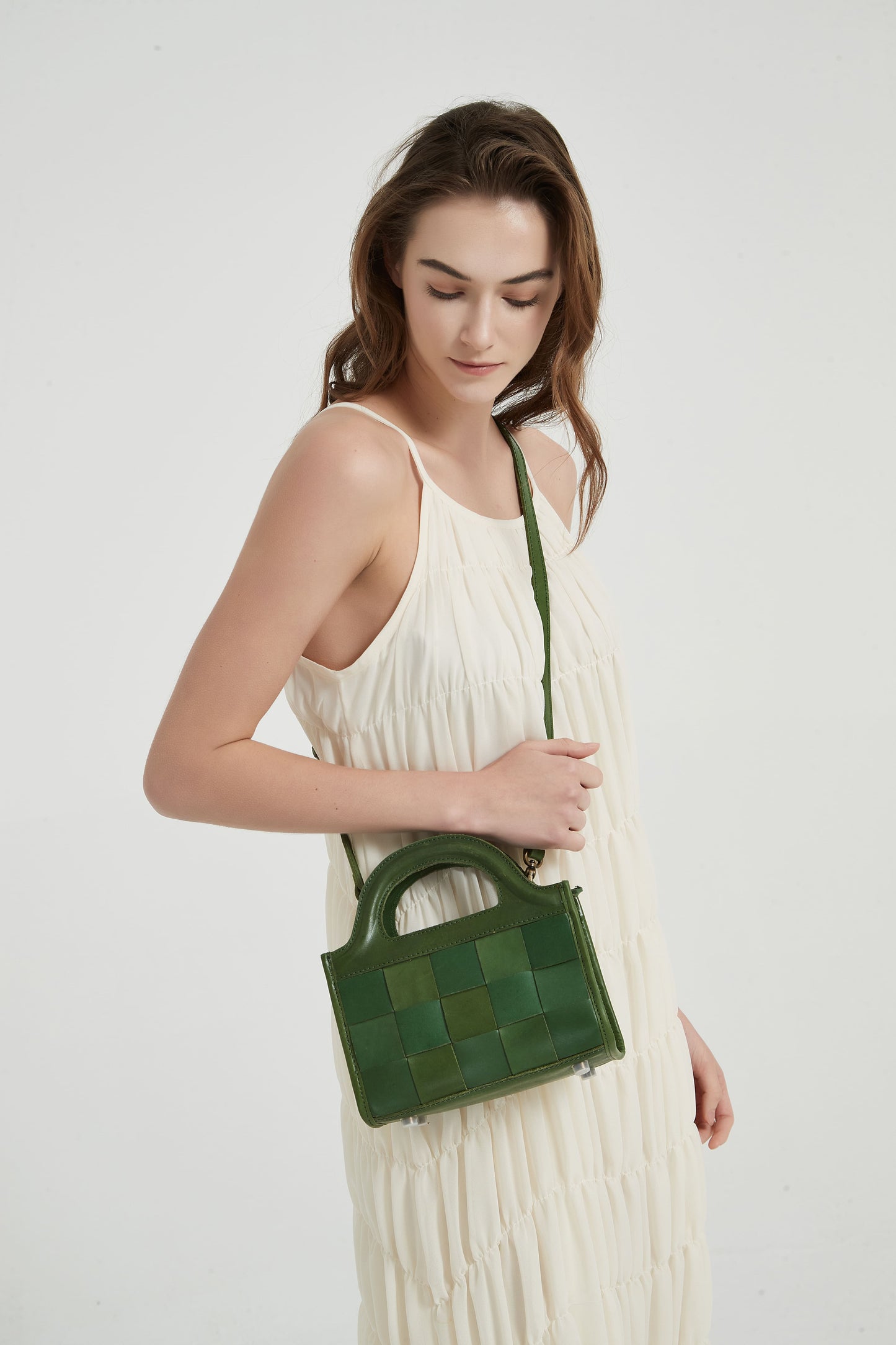 First Layer Cowhide Bristol Woven Bag