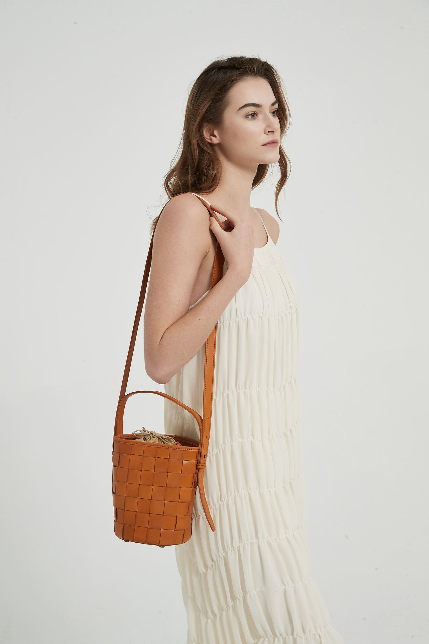 First Layer Cowhide Lucy Woven Tote Bag
