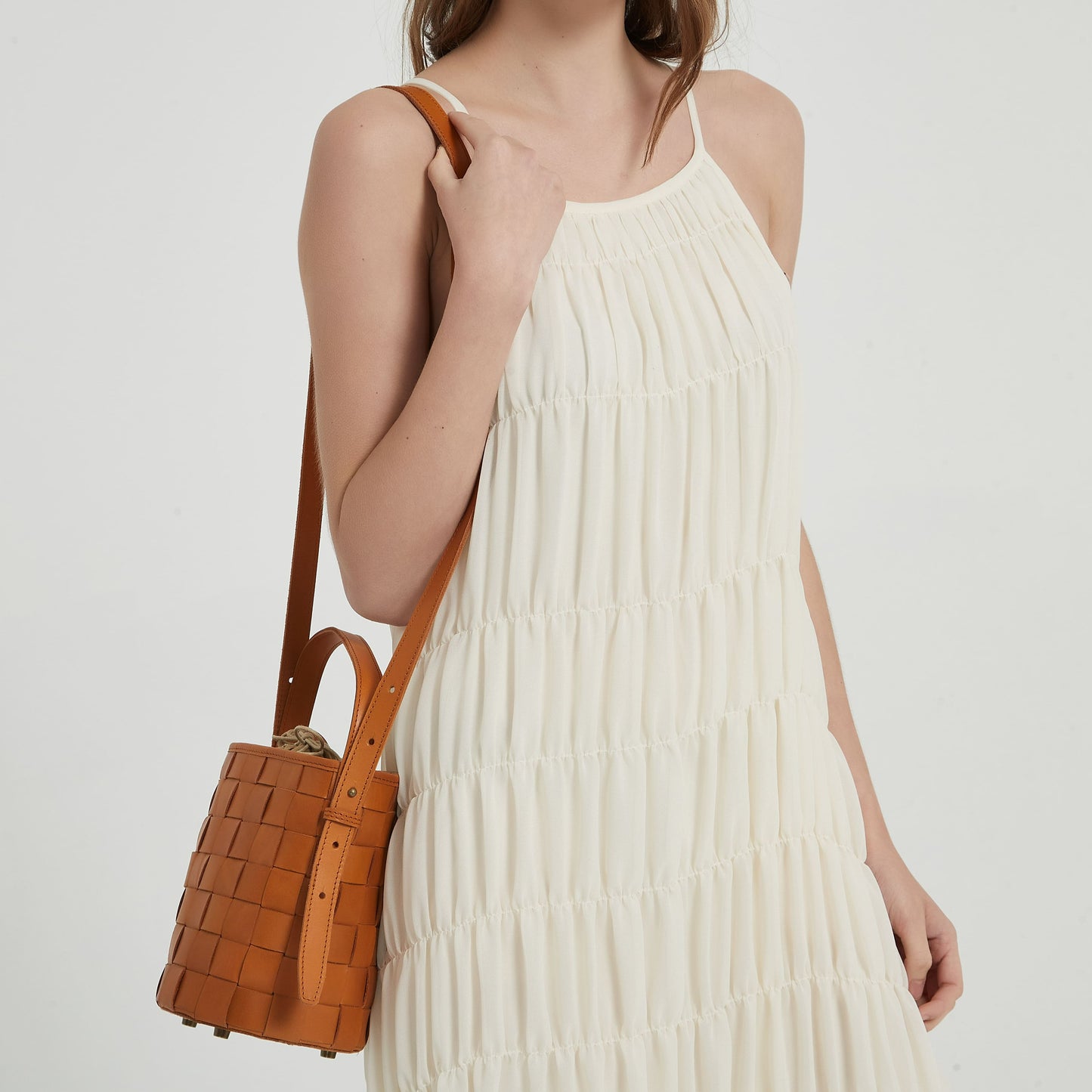 First Layer Cowhide Lucy Woven Tote Bag