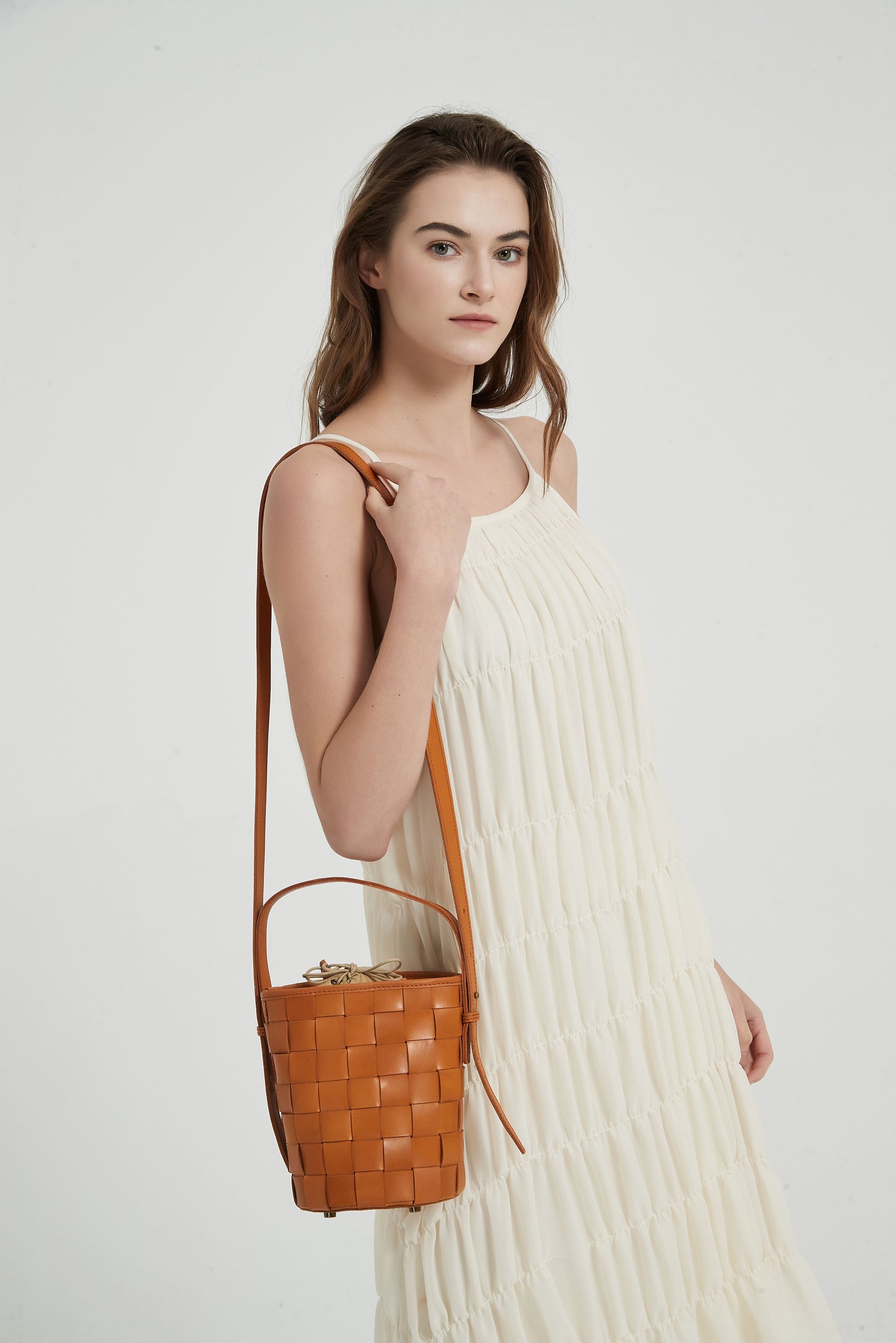 First Layer Cowhide Lucy Woven Tote Bag