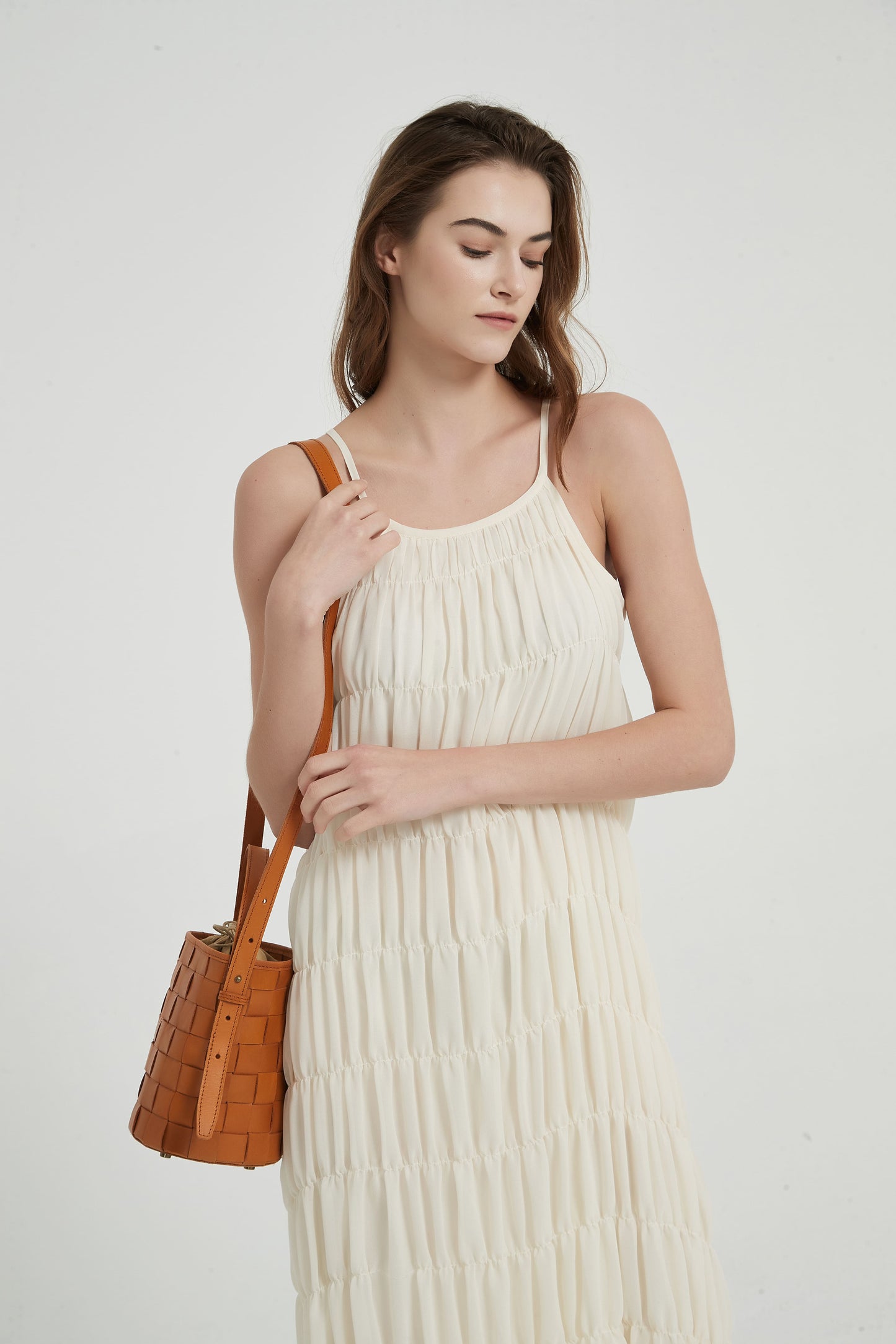 First Layer Cowhide Lucy Woven Tote Bag