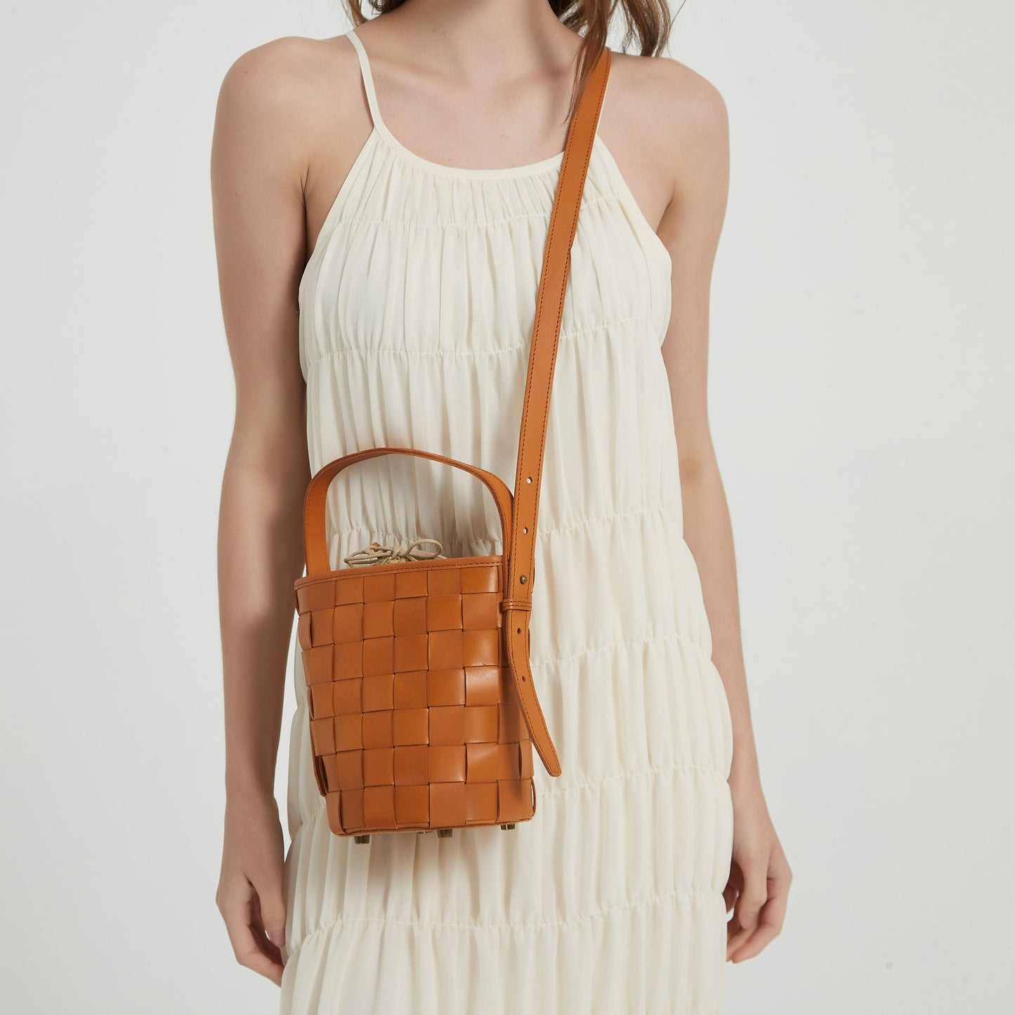 First Layer Cowhide Lucy Woven Tote Bag