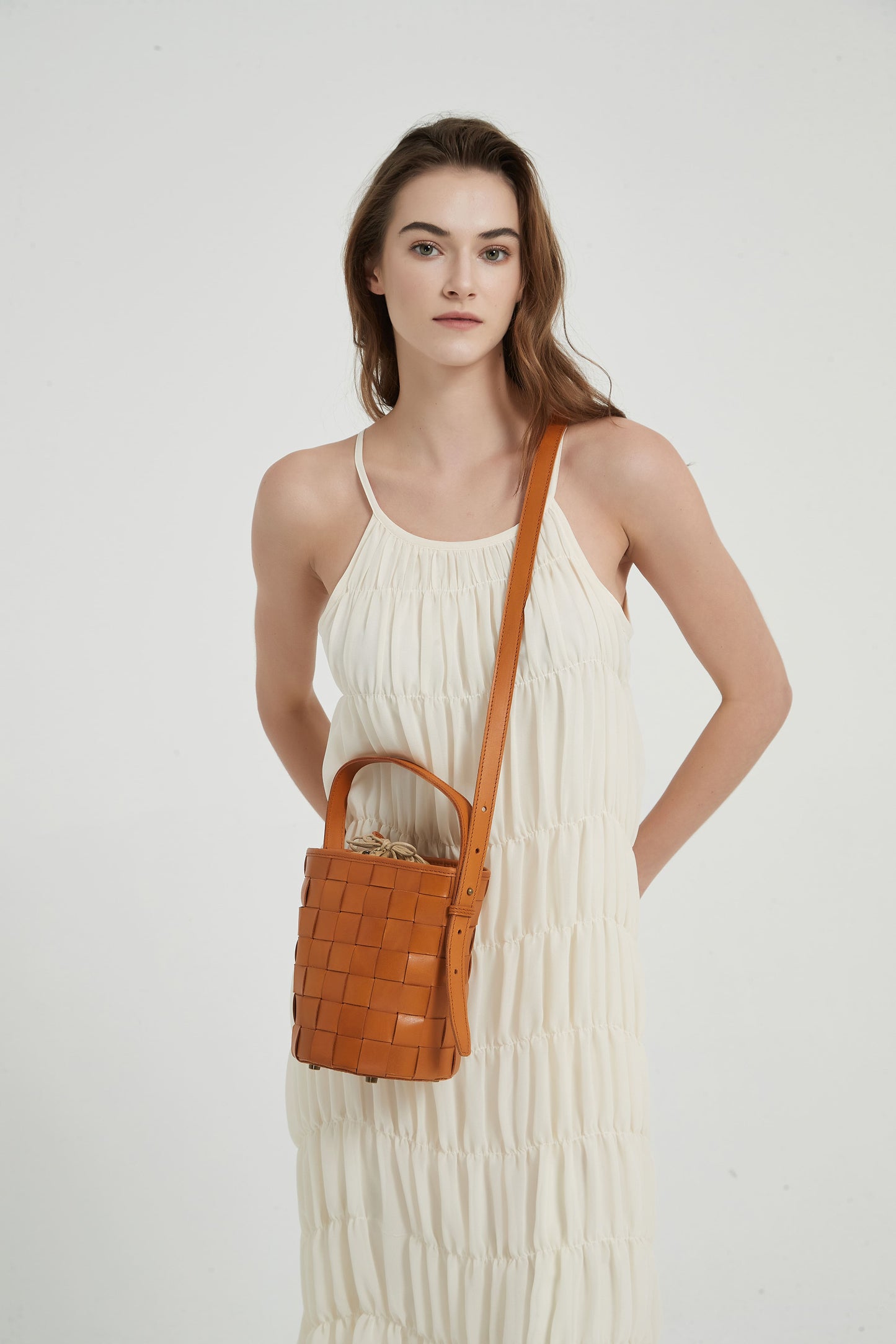 First Layer Cowhide Lucy Woven Tote Bag