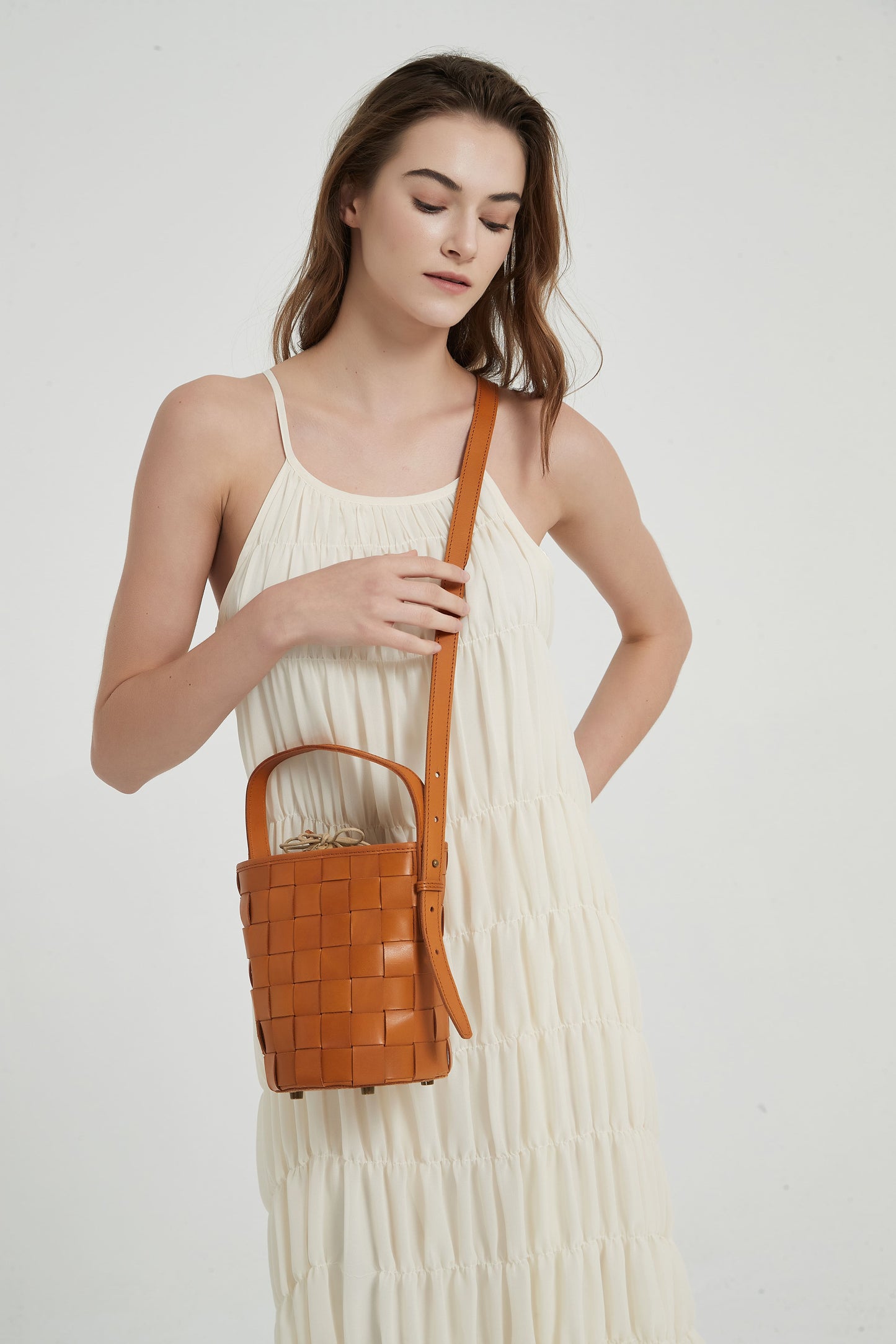 First Layer Cowhide Lucy Woven Tote Bag