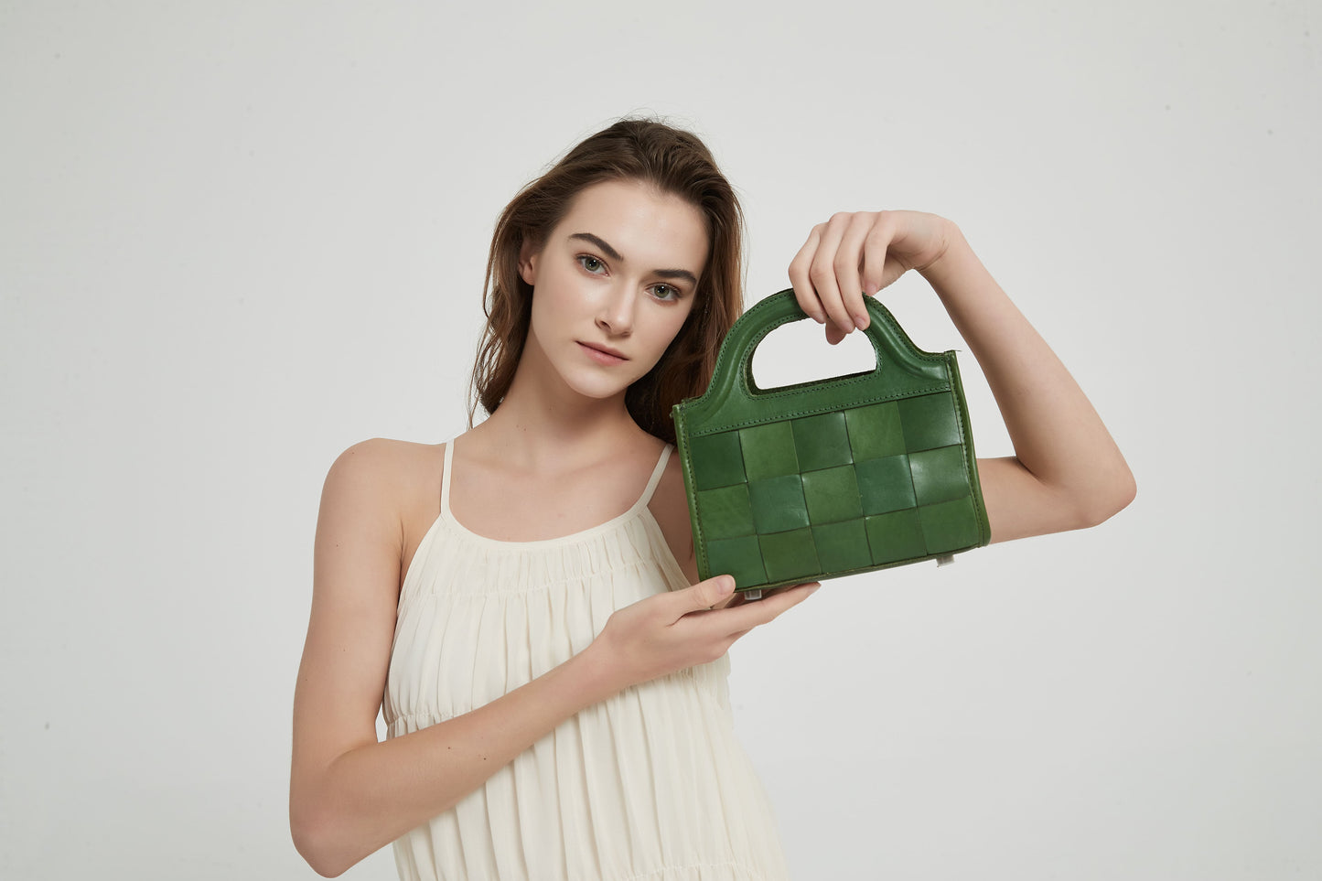 First Layer Cowhide Bristol Woven Bag