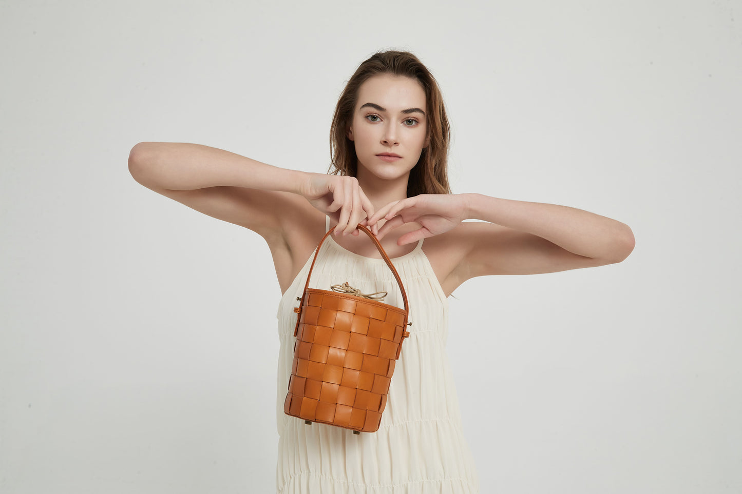 First Layer Cowhide Lucy Woven Tote Bag
