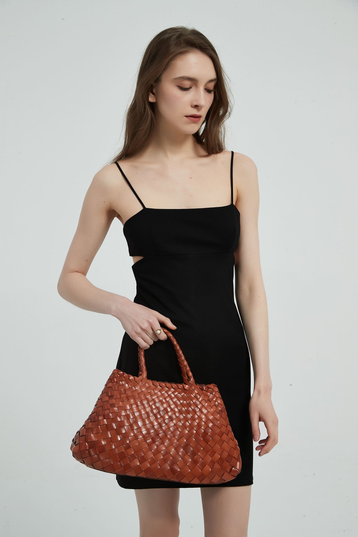 First Layer Cowhide Summer Woven Tote Bag