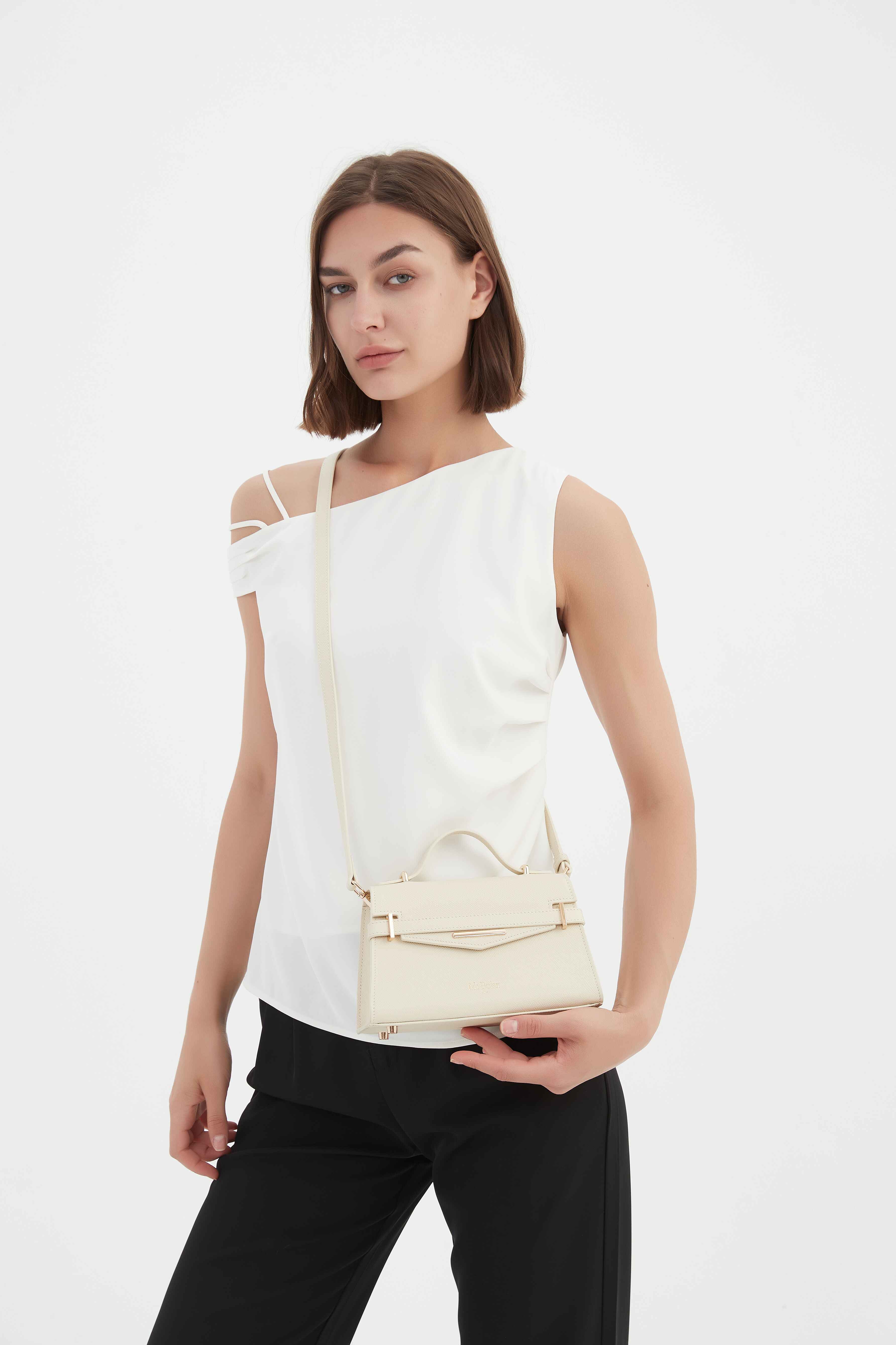 "Mi" Top Handle - White with Purple Handle/Pink Strap