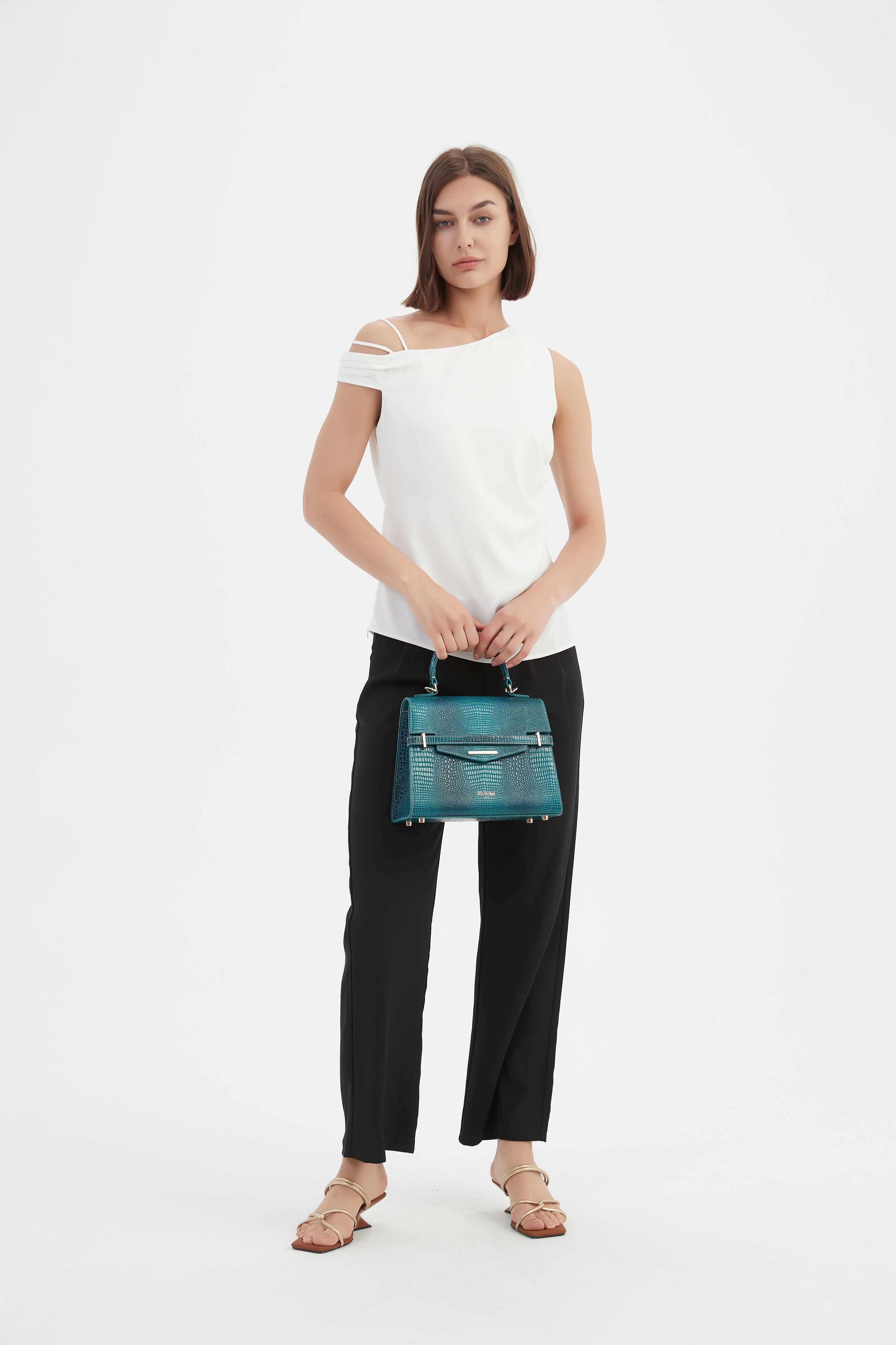 "Mi" Midi Top Handle - Croc Embossed